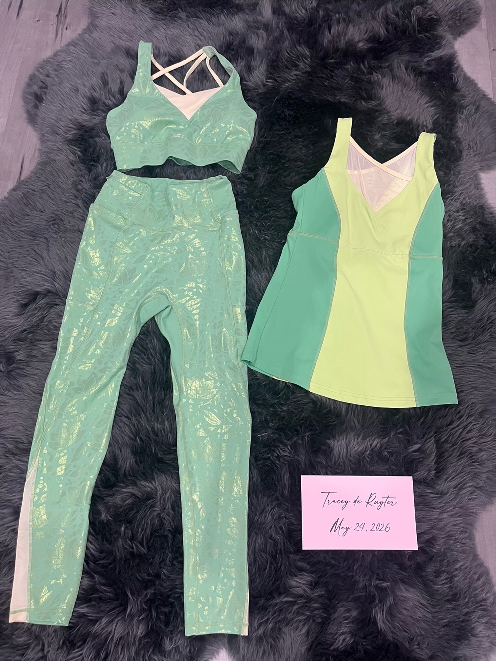 Crowned Athletics Lily Pad (Disney Tiana) Sports Bra, Leggings & Tank Small